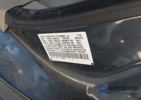 2005 Honda Odyssey Lx z USA, uszkodzony, nr VIN 5FNRL38245B128739